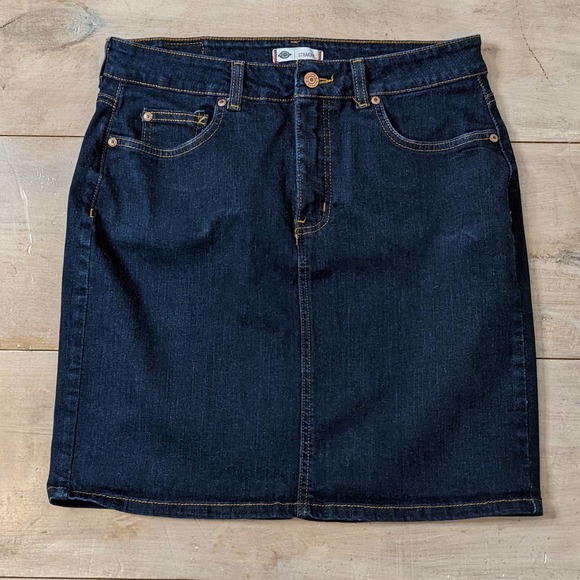 Dickies Straight 5 Pocket Blue Denim Mini Skirt Size 10 - Picture 1 of 4